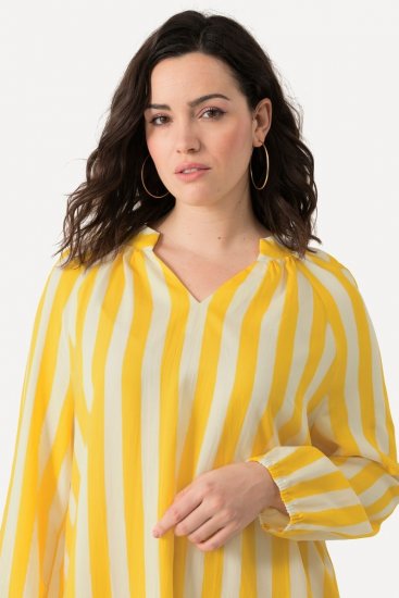 Ulla Popken 827653 Vestido às riscas Amarelo - Vestidos midi - Vestidos Midi Tamanhos Grandes