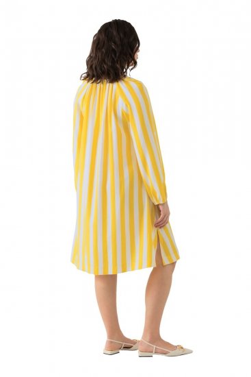 Ulla Popken 827653 Vestido às riscas Amarelo - Vestidos midi - Vestidos Midi Tamanhos Grandes