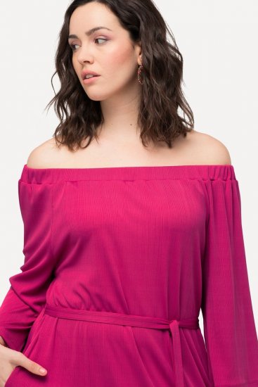 Ulla Popken 827740 Vestido de jersey com manga 3/4 Rosa - Vestidos midi - Vestidos Midi Tamanhos Grandes