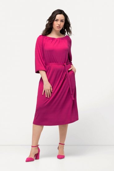 Ulla Popken 827740 Vestido de jersey com manga 3/4 Rosa - Vestidos midi - Vestidos Midi Tamanhos Grandes