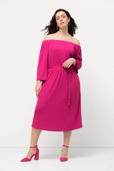 Ulla Popken 827740 Vestido de jersey com manga 3/4 Rosa - Vestidos midi - Vestidos Midi Tamanhos Grandes