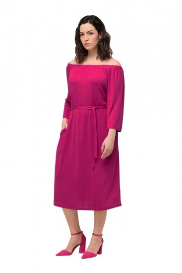 Ulla Popken 827740 Vestido de jersey com manga 3/4 Rosa - Vestidos midi - Vestidos Midi Tamanhos Grandes