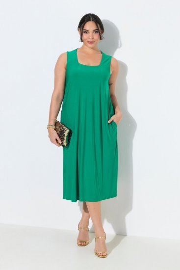 Ulla Popken 827908 Vestido de jersey sem mangas Verde - Vestidos em jersey - 