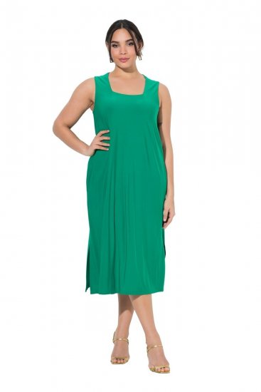 Ulla Popken 827908 Vestido de jersey sem mangas Verde - Vestidos em jersey - 