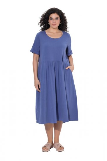 Ulla Popken 827920 Vestido de jersey de manga curta Azul - Vestidos em jersey - 