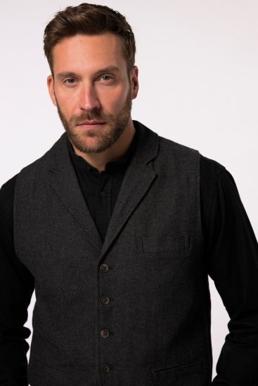 JP1880 828736 Colete de tweed com costas em malha Preto - Fatos - Fatos de Homem Tamanhos Grandes