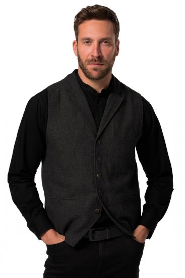 JP1880 828736 Colete de tweed com costas em malha Preto - Fatos - Fatos de Homem Tamanhos Grandes