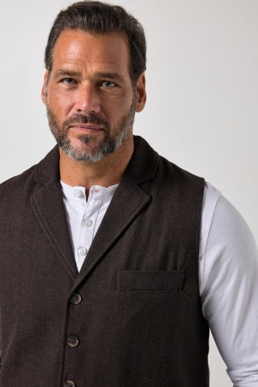 JP1880 828736 Colete de tweed com costas em malha Castanho escuro - Fatos - Fatos de Homem Tamanhos Grandes