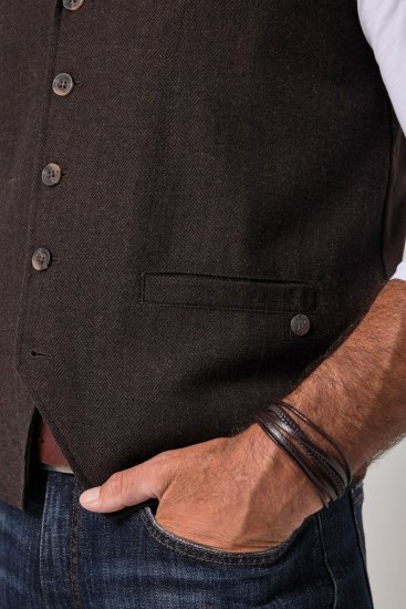JP1880 828736 Colete de tweed com costas em malha Castanho escuro - Fatos - Fatos de Homem Tamanhos Grandes