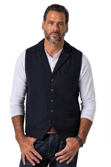 JP1880 828736 Colete de tweed com costas em malha Azul-marinho - Fatos - Fatos de Homem Tamanhos Grandes