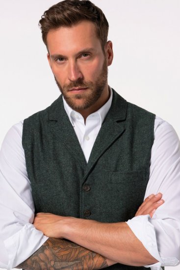JP1880 828736 Colete de tweed com costas em malha Verde garrafa - Fatos - Fatos de Homem Tamanhos Grandes