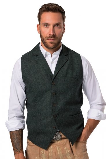 JP1880 828736 Colete de tweed com costas em malha Verde garrafa - Fatos - Fatos de Homem Tamanhos Grandes