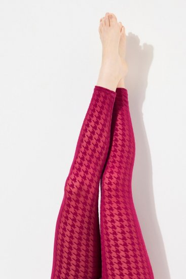Ulla Popken 828982 Leggings de meia aos quadrados Vermelho baga - Collants & meias - 