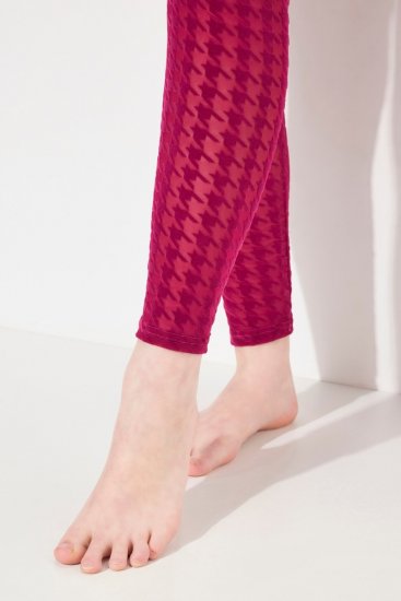Ulla Popken 828982 Leggings de meia aos quadrados Vermelho baga - Collants & meias - 