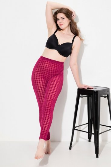Ulla Popken 828982 Leggings de meia aos quadrados Vermelho baga - Collants & meias - 