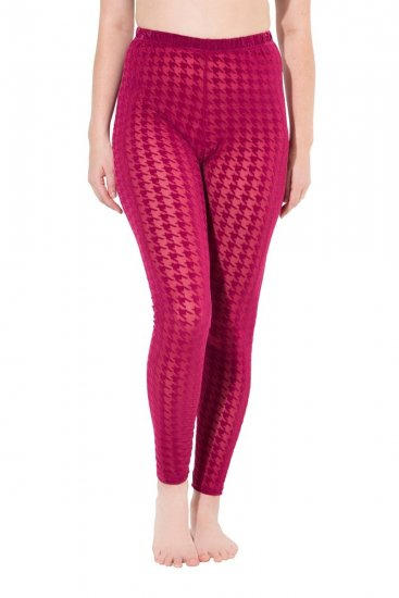 Ulla Popken 828982 Leggings de meia aos quadrados Vermelho baga - Collants & meias - 