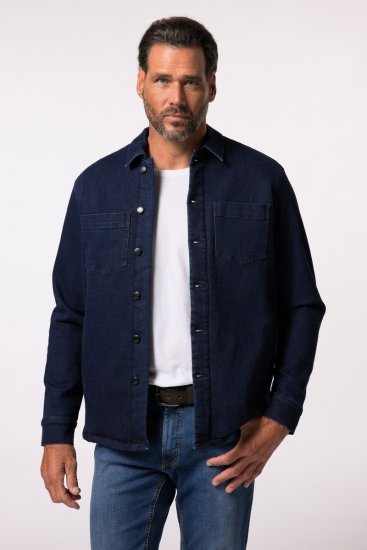 JP1880 829251 Casaco de ganga com forro de carneira Azul escuro - Casacos - Casacos Homem Tamanhos Grandes