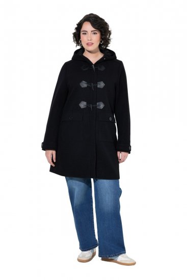 Ulla Popken 829347 Duffle coat Preto - Casacos - Casacos de Mulher em Tamanhos Grandes