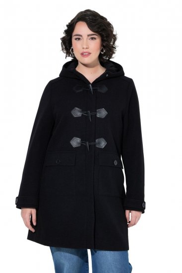 Ulla Popken 829347 Duffle coat Preto - Casacos - Casacos de Mulher em Tamanhos Grandes