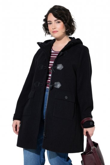 Ulla Popken 829347 Duffle coat Preto - Casacos - Casacos de Mulher em Tamanhos Grandes