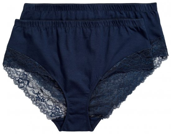 Ulla Popken 830094 Cuecas com renda pack de 2 Azul-marinho - Cuecas - 