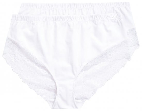 Ulla Popken 830094 Cuecas com renda pack de 2 Branco - Cuecas - 