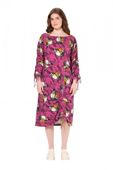 Ulla Popken 830151 Vestido floral Rosa - Vestidos maxi - Vestidos maxi plus size para mulher