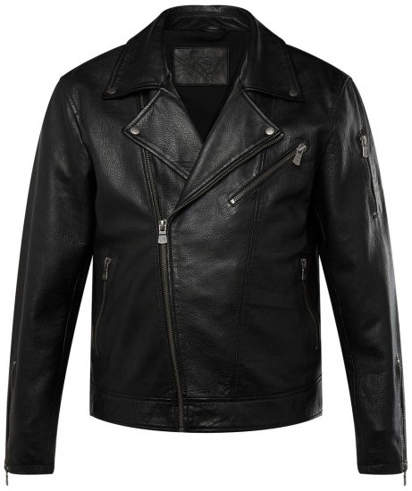 JP1880 830586 Casaco biker em napa de cordeiro Preto - Casacos - Casacos Homem Tamanhos Grandes