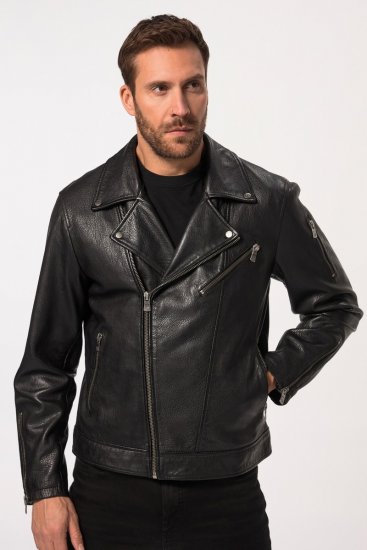 JP1880 830586 Casaco biker em napa de cordeiro Preto - Casacos - Casacos Homem Tamanhos Grandes