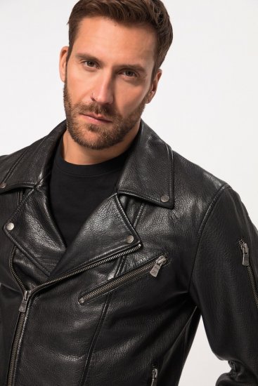 JP1880 830586 Casaco biker em napa de cordeiro Preto - Casacos - Casacos Homem Tamanhos Grandes