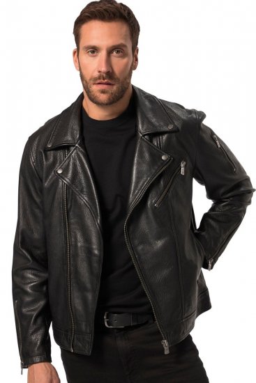 JP1880 830586 Casaco biker em napa de cordeiro Preto - Casacos - Casacos Homem Tamanhos Grandes