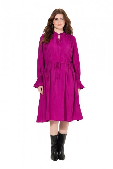 Ulla Popken 830615 Vestido de manga comprida com folhos Lilás - Vestidos midi - Vestidos Midi Tamanhos Grandes