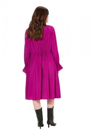 Ulla Popken 830615 Vestido de manga comprida com folhos Lilás - Vestidos midi - Vestidos Midi Tamanhos Grandes