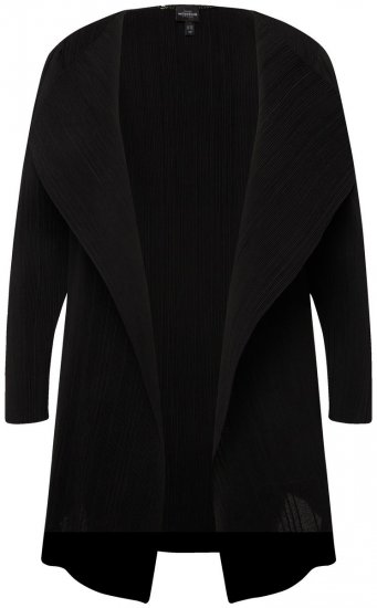 Ulla Popken 830749 Blazer aberto plissado com lapelas largas Preto - Blazers e Coletes - Blazers em Tamanhos Grandes
