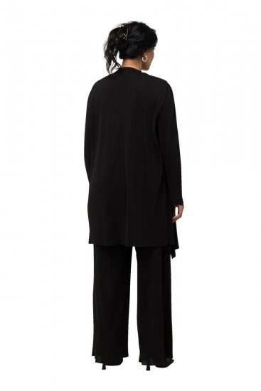 Ulla Popken 830749 Blazer aberto plissado com lapelas largas Preto - Blazers e Coletes - Blazers em Tamanhos Grandes