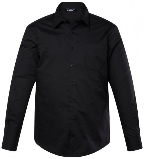 Men+ 753 Camisa de vestir manga comprida com colarinho clássico Preto - Camisas - Camisas Homem Tamanhos Grandes