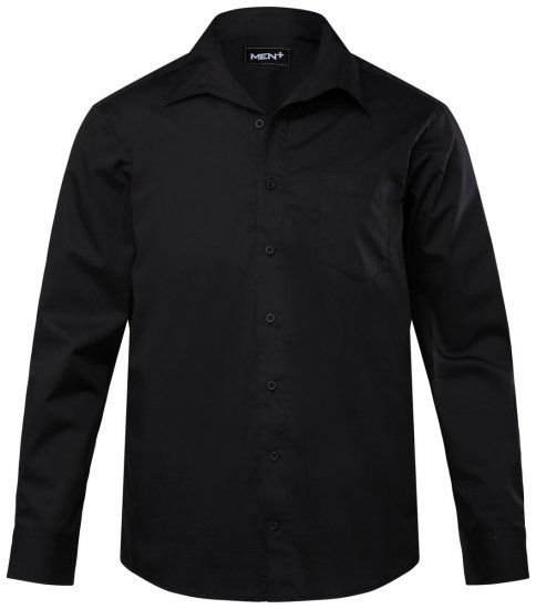 Men+ 757 Camisa de vestir manga comprida com colarinho aberto Preto - Camisas - Camisas Homem Tamanhos Grandes