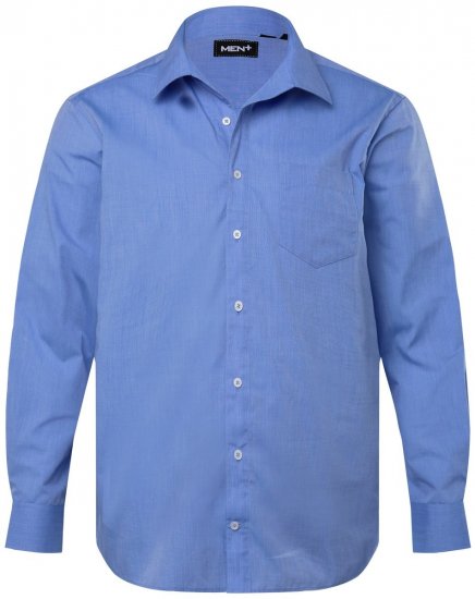 Men+ 757 Camisa de vestir manga comprida com colarinho aberto Azul claro - Camisas - Camisas Homem Tamanhos Grandes