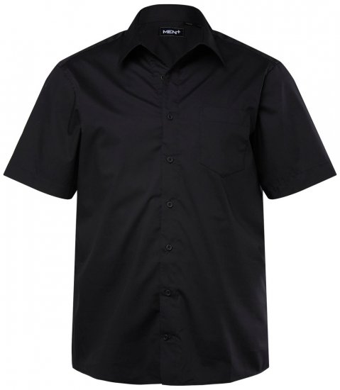 Men+ 758 Camisa de vestir manga curta com colarinho aberto Preto - Camisas - Camisas Homem Tamanhos Grandes