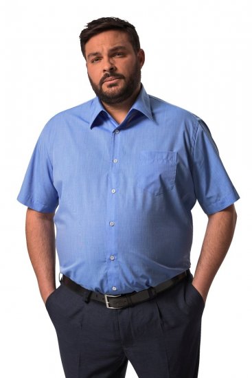 Men+ 758 Camisa de vestir manga curta com colarinho aberto Azul claro - Camisas - Camisas Homem Tamanhos Grandes
