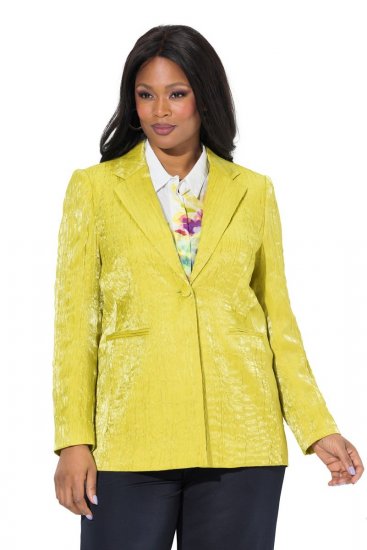 Ulla Popken 830767 Blazer efeito amarrotado Verde claro - Blazers e Coletes - Blazers em Tamanhos Grandes