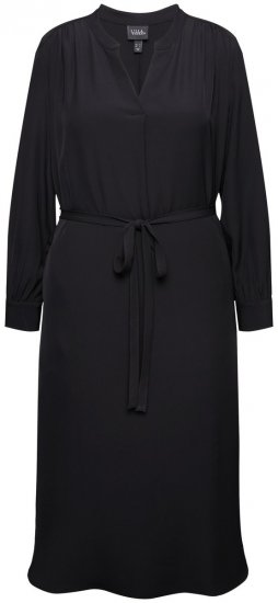 Ulla Popken 831004 Vestido midi de manga comprida Preto - Vestidos maxi - Vestidos maxi plus size para mulher