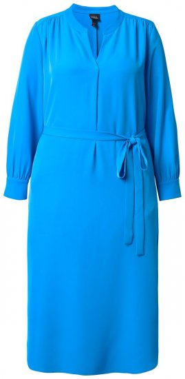 Ulla Popken 831004 Vestido midi de manga comprida com decote em V Azul real - Vestidos midi - Vestidos Midi Tamanhos Grandes