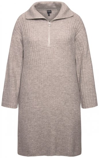 Ulla Popken 831589 Vestido de malha de manga comprida com gola alta Cinzento - Vestidos de malha - 