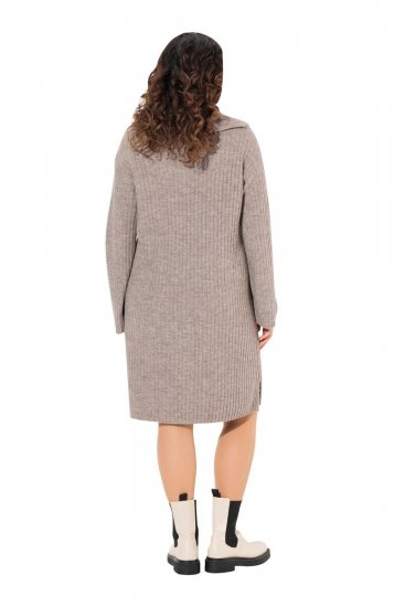 Ulla Popken 831589 Vestido de malha de manga comprida com gola alta Cinzento - Vestidos de malha - 