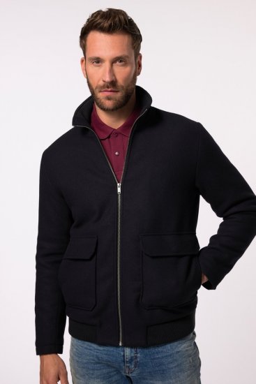 JP1880 831627 Casaco bomber em mistura de lã Azul-marinho - Casacos - Casacos Homem Tamanhos Grandes