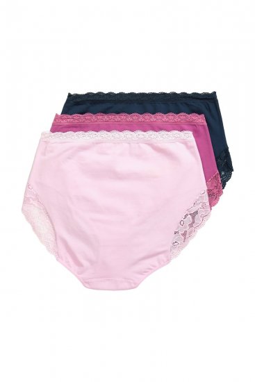 Ulla Popken 831866 Cuecas de cintura alta com renda pack de 3 Azul-marinho - Cuecas - 