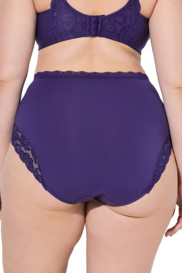 Ulla Popken 831866 Cuecas de cintura alta com renda pack de 3 Azul real - Cuecas - 