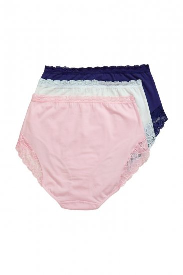 Ulla Popken 831866 Cuecas de cintura alta com renda pack de 3 Azul real - Cuecas - 