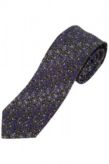 JP1880 831884 Gravata de seda estampada extra-comprida Azul royal - Gravatas e laços - 